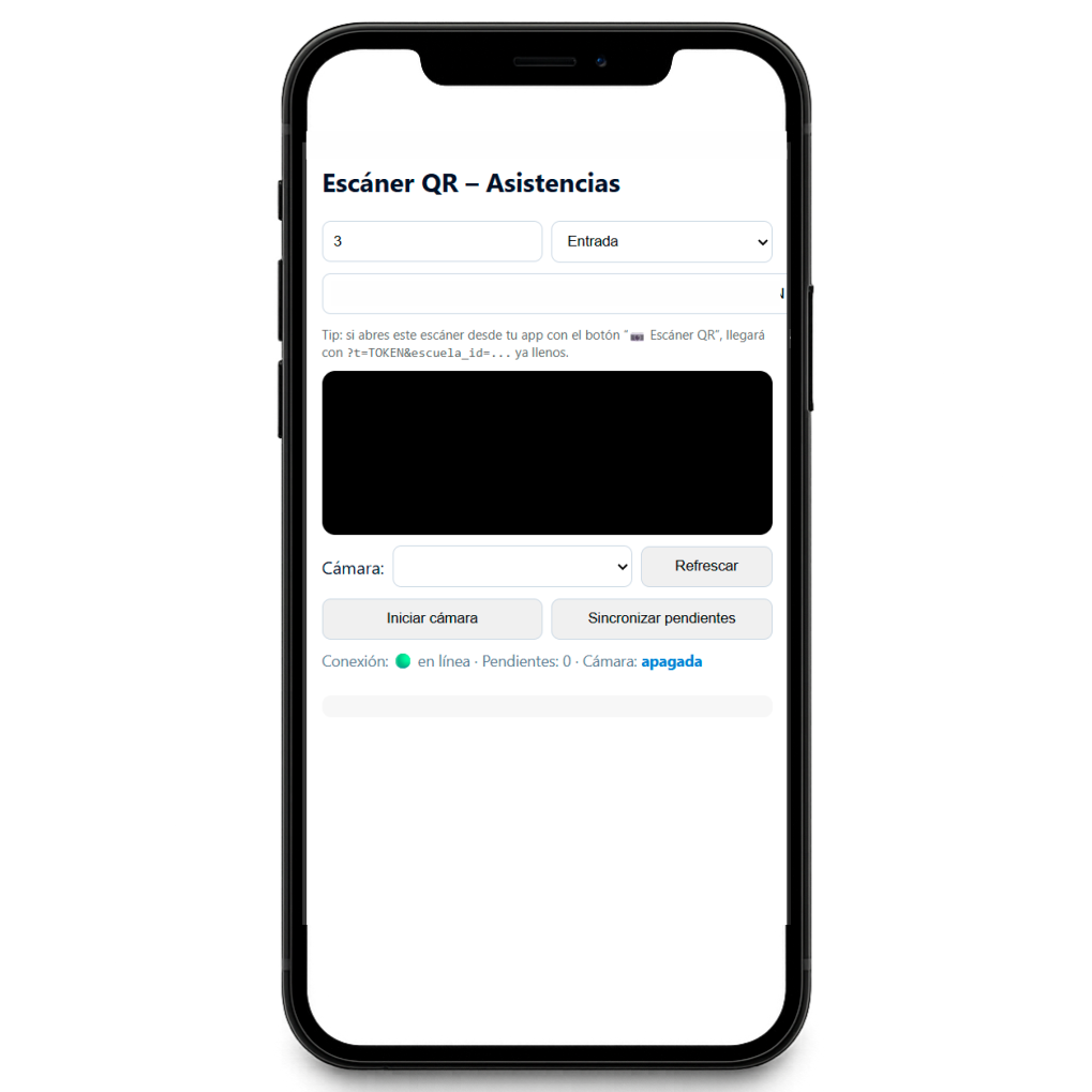Pantalla de escaneo de credenciales desde celular