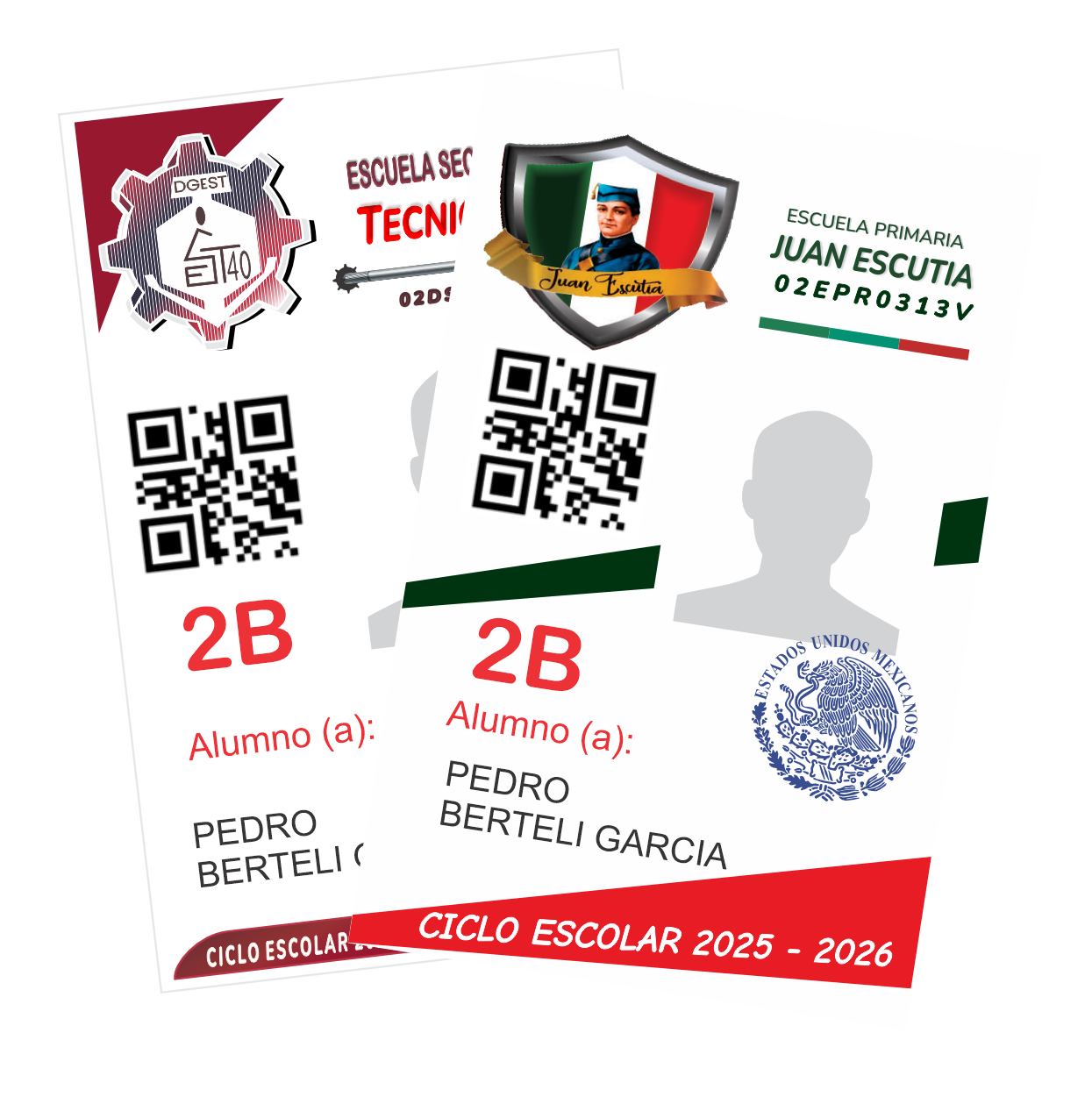 Credenciales reales Escolar360 en PVC