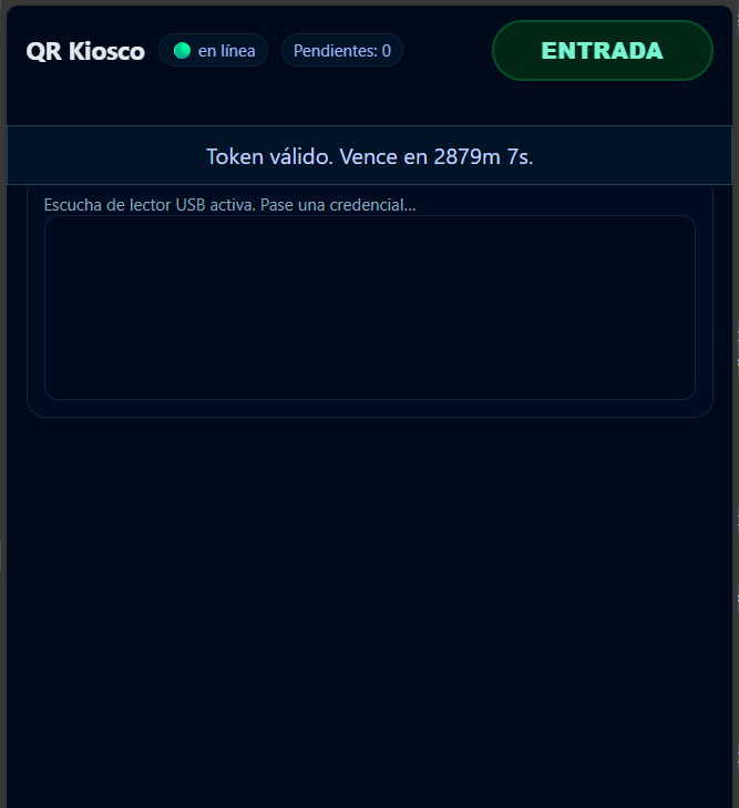 Kiosco de asistencias con código QR